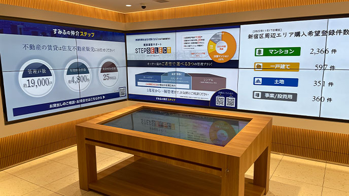 ガーデンヒルズ千里中央の店頭パネル＆デジタルサイネージ